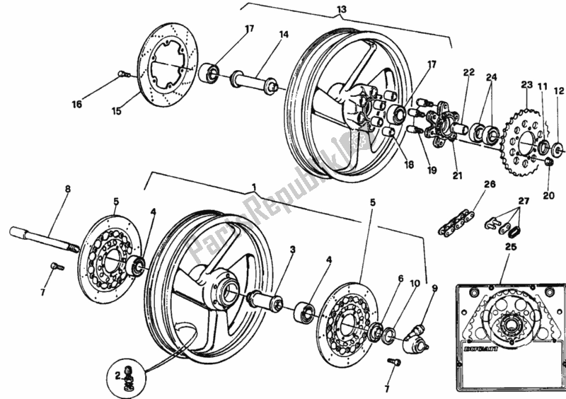 Todas as partes de Rodas Dm 006007-009456 do Ducati Supersport 750 SS 1995